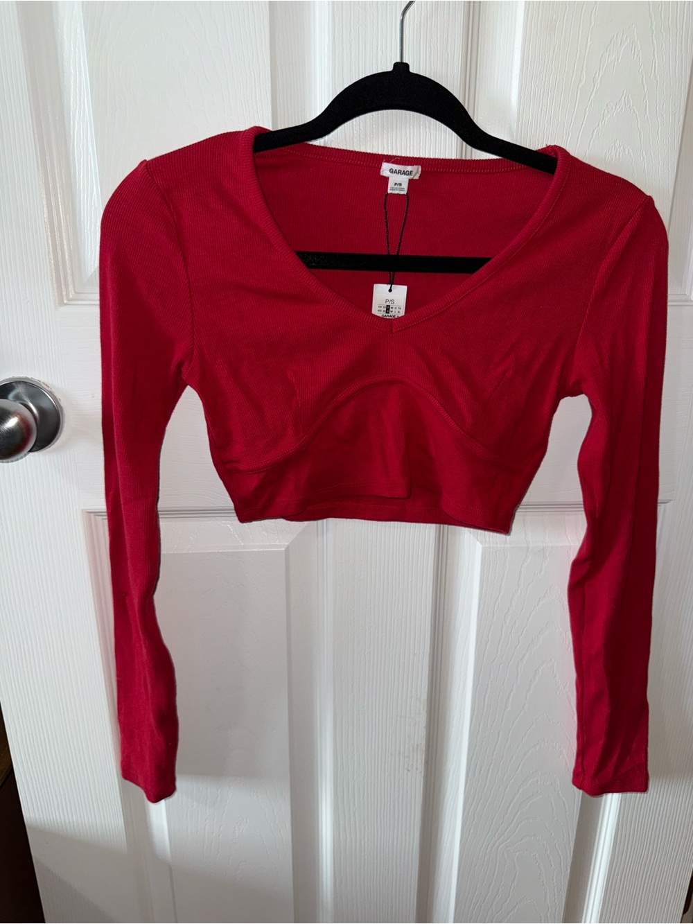 NWT - Garage Red Long-Sleeve Cropped Top